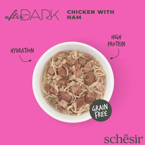 Schesir After Dark Lata 80gr Pollo con Jamón en Caldo - Imagen 3