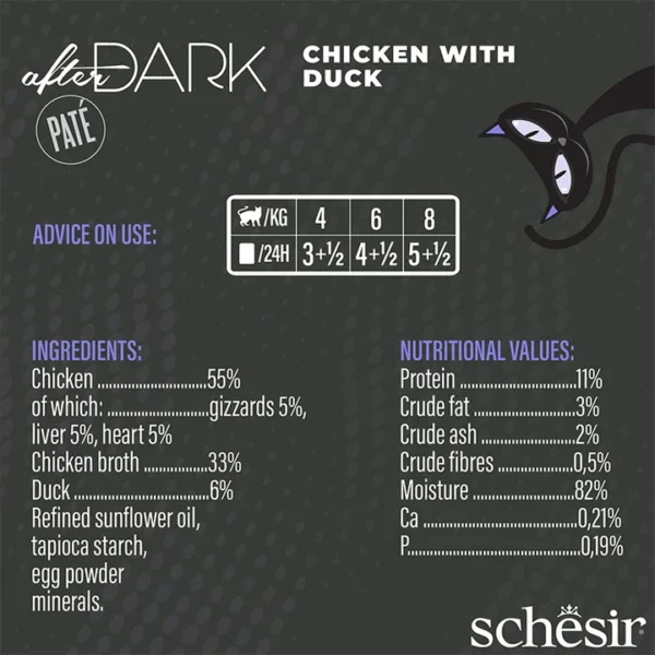 Schesir After Dark Lata 80gr Pollo con Pato en Paté - Imagen 2