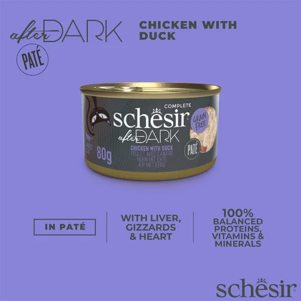 Schesir After Dark Lata 80gr Pollo con Pato en Paté - Imagen 3