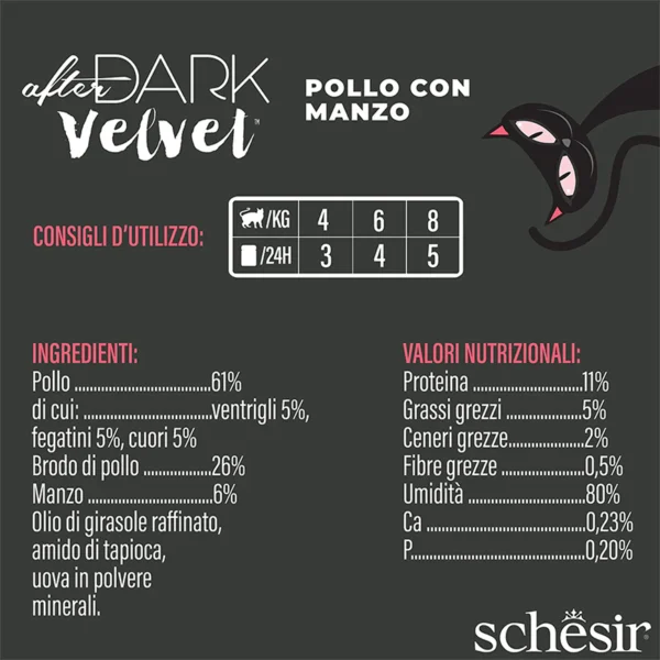Schesir After Dark Velvet Mousse de Pollo con Ternera 80Gr. - Imagen 4