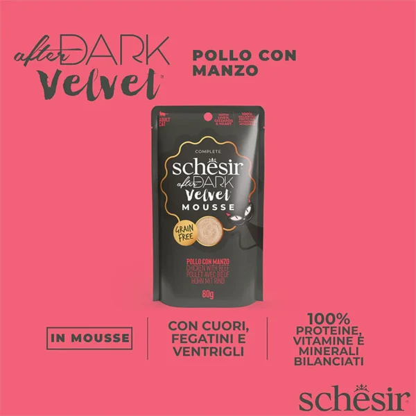 Schesir After Dark Velvet Mousse de Pollo con Ternera 80Gr. - Imagen 2