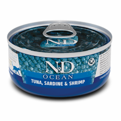 Latas gato N&D farmina de atun sardina y gambas