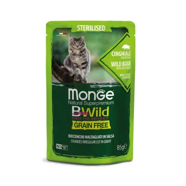 Monge Bwild Sobre de Jabalí y Vegetales para Gatos Esterilizados